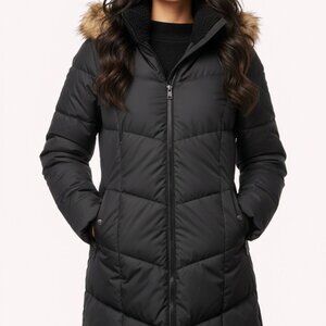 🔥 EDDIE BAUER Down Parka | Womens Black Long Winter Coat Sz (S)